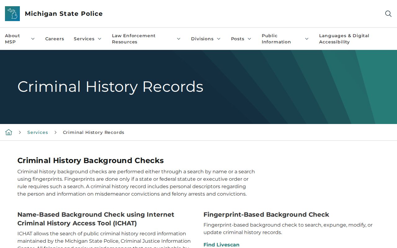 Presque Isle County criminal history and ICHAT guidance