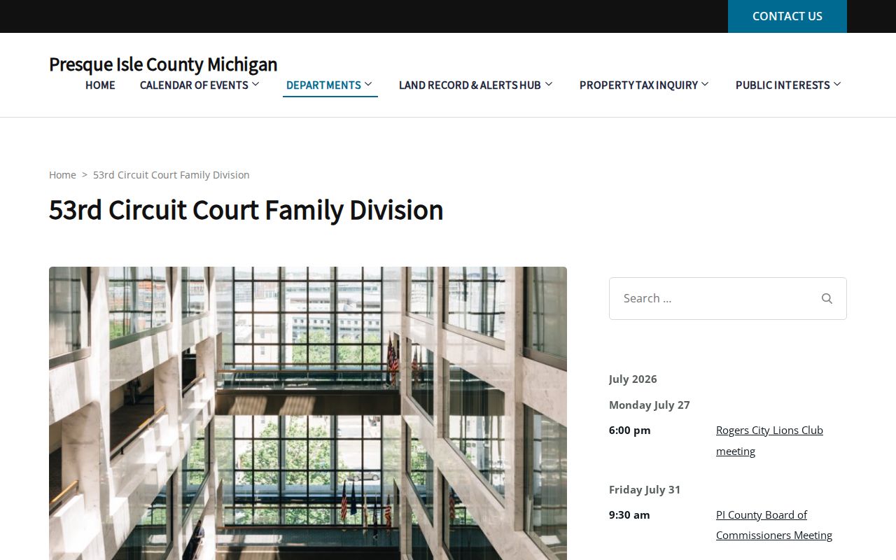 53rd Circuit Family Division for restricted Presque Isle County juvenile case records