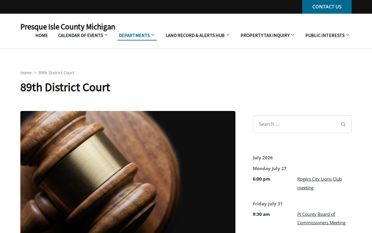 89th District Court source for Presque Isle County criminal case records
